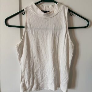 White Ribbed Sleeveless Top